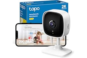 Tapo C110 2K 3MP Indoor Camera House Security, WiFi, No Monthly Fee, AI Detection, Dog Puppy, Baby Monitor, 2-way Talk, Advanced Night Vision, Works with Alexa & Google