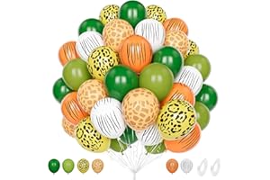 UNISUN Globos Safari Jungle, 60 Piezas 12 Pulgadas Verde Oliva Verde Salvia Globos Set con Leopardo Jirafa Animales Estampa para Fiesta Temática Safari Jungle Cumpleaños Niño Hombre Decoración de Fiesta