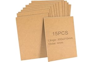 JMIATRY 15 placas A4 de MDF, 300 x 210 x 4 mm, para manualidades, placa de madera para láser, enrutador CNC, modelado, calado