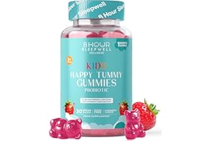 8 HOUR SLEEPWELL Kids Probiotic Gummies – Vegan, Sugar & Gluten-Free – 2.5 Billion Probiotics, Vitamin D & Calcium for Gut Health, Strong Bones & Immune Support – Kids Tummy Gummies Strawberry Flavour – 1 Month Supply