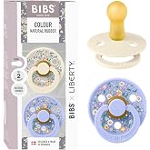 BIBS x Liberty Pacifier, 6-18 Months, 2-Pack, Ivory/Hush | Round Teat | Natural Rubber Latex | Size 2 | BPA Free | Made in De