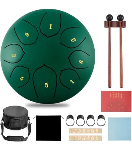 Tambour à Langue En Acier 6 Tons - Instrument De Méditation Vert, étanche, Parfait Pour Le Yoga Et L'extérieur