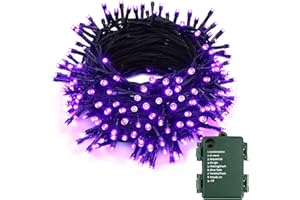 PhilzOps Halloween Décoration Extérieur, 10M 100 LED Violet Guirlandes Lumineuses Noël 8 Modes Étanche Batterie Intérieur Guirlandes de Sapin de Noël pour Jardin Clôture Cour Mariage Festival Chambre