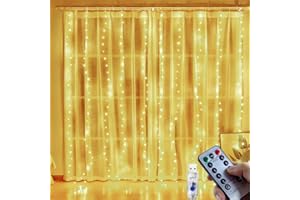 SUKAUDIZ Cortina de Luces Navideñas, 3 x 3 m, 300 LED Cortina Luces con 8 Modos, Mando a Distancia,Temporizador, Alimentación USB,IP65 Impermeables Luces Decorativas para Navidad,Bodas,Interiores, Exteriores