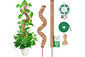 ETIEVORT Monstera Rankhilfe, 2 Pack 70cm Biegbar Moosstab, Biegsame Moosstab für Monstera mit Zubehör, Kokosstab für Kletterpflanzen Pflanzenstütze, Haus Garten Pflanzen Unterstützung aus Kokosfaser