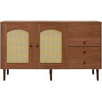 Luoxiao Sideboard 123cm Rattan - Buffetschrank Mit 4 Türen Für Wohnzimmer & Küche