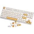PBT XDA Profile 140 Keys Keycaps Dye Sublimation ANSI Layout Milk & Bee Theme Keycaps for Mechanical Gaming Keyboard Cherry MX Switches (Milk & Bee)