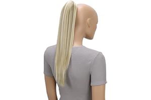 ‎CAISHA CAISHA by PRETTYSHOP 50cm Clip on Zopf Haarteil Pferdeschwanz Haarverlängerung Kunsthaar Glatt Hellblond Mix H153