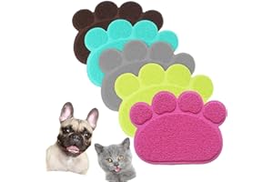 JOYJULY PVC Pet Dog Cat Puppy Kitten Dish Bowl Food Water Placemat Mat Paw Shape (Rose)