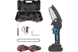 GENERIC 21 Shop® Mini Motosega a batteria 4 Pollici Portatile 24V da potatura Mini elettrosega tagliarami con VALIGIA e 2 BATTERIE INCLUSE