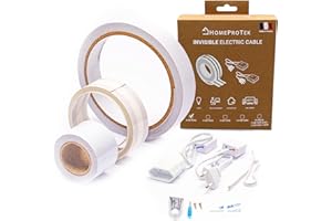 HOMEPROTEK Kit Goulotte - Fabriqué en France - Cache câbles pour mur, plafond et sol, 2 M Câble ultra plat autocollant avec 2 connecteurs I, Cache Câbles pour TV murale à la maison ou au bureau