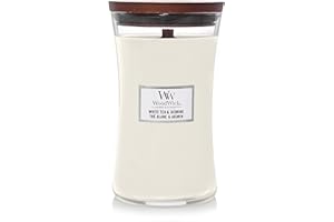 WoodWick candela grande profumata con stoppino scoppiettante | Tè Bianco e Gelsomino (White Tea & Jasmine) | Durata Fino a 130 Ore