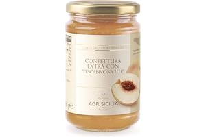 Agrisicilia Confettura extra con "Pescabivona I.G.P.", frutta di alta qualità Siciliana, lavorazione artigianale, 360 grammi
