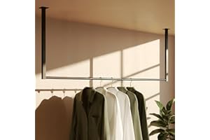 CLP Kleiderstange Fenton I Kleiderständer für Deckenmontage I Garderobenstange aus Metall I für Flur, Garderobe und Schlafzimmer, Größe:120x60 cm