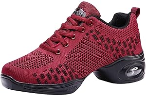 MEIDIASTRA Women's Jazz Shoes Lace-up Dance Sneakers Lady Split Sole Air Cushion Modern Dance Shoes Platform