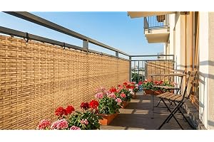 Innbee PE-rotting balkongbeklädnad halmfärger 0,8 m (80 cm) – insynsskydd polyrattan metervara, väderbeständig, UV-beständig