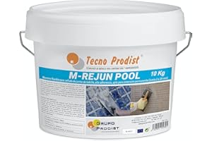 Tecno Prodist - M-REJUN POOL (10 Kg) Mortero flexible para sellado de juntas de baldosas y gresite en piscinas, ceramica, ladrillo, etc, apto para inmersión permanente (Junta 2 a 20 mm) Blanco