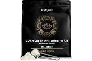 ‎SUNDAY NATURAL SUNDAY NATURAL® Creatin Monohydrat Pulver – 850g (250 Portionen) Ultrapure Kreatin Monohydrat - Mikrofeines Creatine Monohydrate für optimale Aufnahme – nur Kreatin Pulver, ohne unnötige Zusätze,vegan
