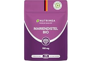LABORATOIRES NUTRIMEA Mariendistel Kapseln BIO - Ökologisch Nachhaltig im FLOW PACK - Reines Mariendistel-Extrakt 100% BIO OHNE Zusätze | 120 Kapseln Hochdosiert - 900 mg TAGESDOSIS Silymarin - 100% Vegan