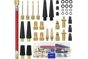 SPYRTB 39 Pièces Embout Pompe Velo, Adaptateur de Valve de Vélo DV AV SV avec Boîte de Rangement, Embout de Gonflage pour Pompe à Vélo, Compresseurs Pompes