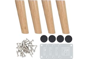 Luabue 4 Stück Tischbeine Holz 20 cm Möbelfüße Schräg Schrankfüße Möbelbeine mit Montageplatten und Schrauben für Sofa Bett Schränke Tische und Stühle