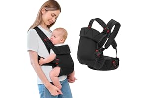 IULONEE Mochila Portabebés para Bebe Multifuncional Baby Carrier Wrap Ergonómicas Portabebés Ajustable Porteo Bebe Delantera y Trasera Carrier Adecuado para Niños y Niñas Negro