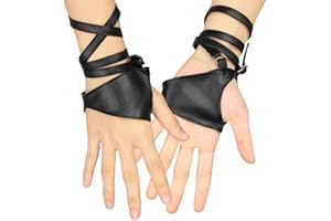 Yolev Guantes de Cuero Punk para Mujer Guantes Negros sin Dedos de Media Palma Guantes de Rock Gótico para Baile de Hip Hop Cosplay de Fiesta de Halloween
