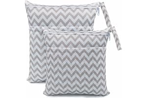 CHEESANHERR Płócienne torby na pieluchy, 2 szt. torby na mokre suche torby na pieluchy materiałowe, torba do przewijania, organizer z podwójnym zamkiem błyskawicznym, wodoodporny, zmywalny,