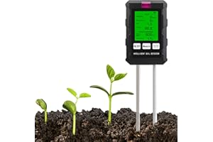 SENZJX Misuratore del Suolo 6-in-1 - Tester del Suolo Multifunzionale per Fertilità, Temperatura, Luce, Valore PH, umidità del Suolo e umidità Ambientale - Strumento di Giardinaggio Preciso