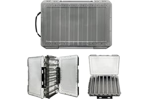 Jemey Köderbox Angeln, 27 x 18 x 5 cm Doppelseitig Köderbox Angeln mit Tragegriff, 14 Fächer Hardbait Box Tackle Box für Hardbaits Wobbler Gummiköder Angel Zubehö