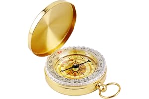 MAXIN Dland Bussola Militare Glow in The Dark, Portatile Pocket Watch Flip-Open Bussola Impermeabile per Il Campeggio, Escursioni e Altre attività all'aperto. (Golden)