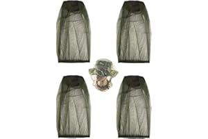 OHYER 4 Pièces Mosquito Head Net Chapeau de Anti-Moustique Filet de Tête de Moustique Net Équipement de Protection du Visage pour Pêche Jungle Apiculture Camping et Activités Extérieures (Vert)