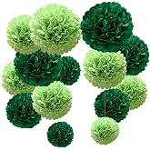 YBwanli 20 Green Pom Poms, Summer, Garden Party, Wedding, Jungle, Classic Natural Decoration