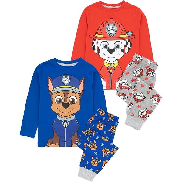 Grenouillère Paw Patrol Marshall - Pyjama Enfant Unisexe - Capuche Avec Oreilles 3D - Blanc & Rouge