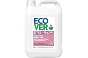 Ecover Lessive Laine et Linge Délicat, Lessive liquide, Pour un Linge Propre, Parfum Nénuphar/Melon Vert, Format XL 111 Lavages, 5 L