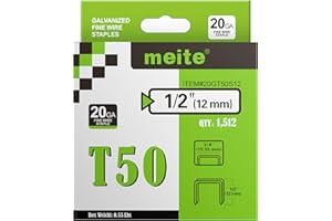 meite Graffette T50, Tipo 140/12 mm, Graffette Heavy Duty Zincate con Corona da 10,5 mm per Graffatrice T50 / 140, Ideali per Tappezzeria e Mobili – 1.512 Pezzi