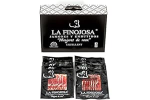 LA FINOJOSA "MANJARES DE PURA RAZA" La Finojosa - Prosciutto Crudo de Cebo Iberico 50%Razza Iberica - Prosciutto Affettato - Pack di 20 Confezioni da 100 g - Stagionatura Minima 30 Mesi - Coscia di Prosciutto - Aroma Piacevole e Intenso