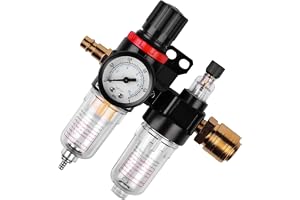 Vattenseparator tryckluft: Tryckluft tryckreducerare 1/4 tum, tryckreducerare tryckluft vattenavskiljare med snabbkopplingar och manometer, tryckluft underhållsenhet luftfilter tryckregulator