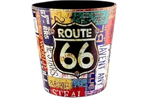 AOOPOO Pattumiera in Pelle - 10L Cestino Spazzatura - Vintage Cestino Gettacarte - Cestino per la Carta - 25 * 20 * 27 cm (Route 66)