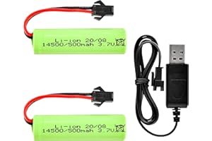 BEZGAR Spare Parts Accessories Li-ion 3.7V 500mAh Batteries（2）+USB Charger(1) for BEZGAR TB201/TB202/TD203/TD161S Remote Control Cars