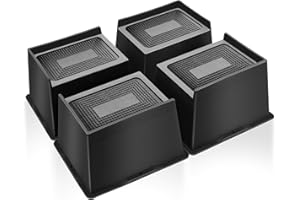 MixDora Bed Risers 5 Inch Oversized Heavy Duty Furniture Risers Rectangular L-Shape Anti-Slip Sofa Risers for Couches Table Chair 4 Pack Black (4 Pack, 5 Inch)