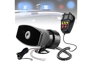 VEGENA Sirene Lautsprecher, 12V 100W 7-Ton Sound Hupen, Auto Hupe Mit Mikrofon, Horn für Van, Boot, LKW, Motorrad