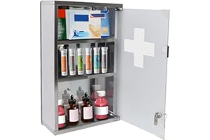 JOIEYOU Armadio per medicinali in acciaio inox, armadietto per farmaci, 30 x 12 x 50 cm