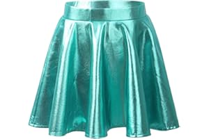 Kaerm Kinder Mädchen Metallic Rock A Linien Faltenrock High Waist Skater Rock Hochglanz Partyrock Für Fasching Karneval Mottoparty Gr.110-164