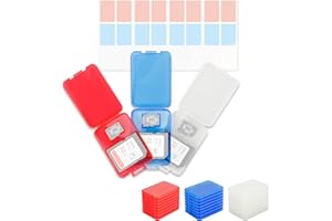 Kiorafoto Lot de 24 Étuis Multicolores en Plastique Transparent pour Cartes SD et Micro SD - Boîte à Bijoux avec Étiquettes