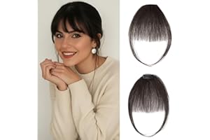 MY-LADY Clip in Bangs Wispy Bangs Fringe Natural Black Air Bangs Clip for Daily Wear Front Hairpiece Topper for Women Hairpieces