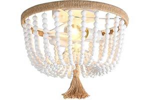 H.W.S Lampa sufitowa do salonu, drewniana, wiejskiego domu, żyrandol, drewniane perły, vintage, lampa wisząca, do sypialni, kuchni, jadalni, do przedpokoju (B)