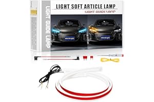 YM E-Bright Flow Sequential turn signal blinkers clignotants avec feux diurnes auto Moto phares extérieurs flexibles avec kit bicolore Bleu/Ambre rétrocution 24 "/ 60cm