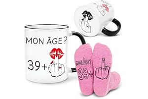 Bingtoo Mug à café et chaussettes drôles pour les 40 ans d'une femme, maman ou amie, Cadeau femme 40 ans, Cadeau anniversaire femme, Tasse doigt d'honneur