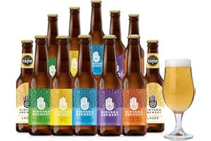 Nirvana Brewery Handcrafted Beer Gift Hamper, Mixed Selection Case 0.5% ABV | 12 x 330ml Bottles | Selection of Alcohol Free Beer | Award winning AF Lager | Vegan | Low Calorie